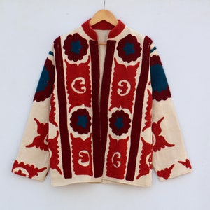 Handmade Cotton Suzani Coat: Embroidered Floral Jacket