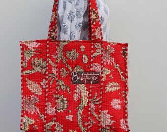 Bridesmaid Tote Bag Quilted Personalized, Block Print Bridal Gift, Beach Bag Baby, Monogramed Floral Causal Boho Pool Tote Bag