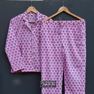 Floral Print Pajamas,  Pure Cotton Pj&#39;s, Pajamas Set ,Indian Cotton,Night Wear, Soft Cotton Night Suit- Gift for her