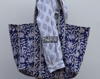Bridesmaid Tote Bag Quilted Personalized, Block Print Bridal Gift, Beach Bag Baby, Monogramed Floral Causal Boho Pool Tote Bag