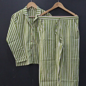Block Print Cotton Pajama Set: Boho Loungewear with Pouch