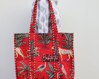 Borsa tote trapuntata, borsa per la spesa, borsa tote per la spesa, borsa in cotone con impronta di mano, borse e accessori regalo per lei