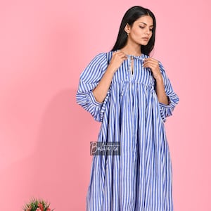 Abito midi in cotone con stampa a blocchi indiana, tunica estiva boho di Jaipur, outfit da spiaggia