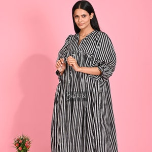 Kyra Block Print Cotton Gauze Midi Dress, Deep Neck String Closure
