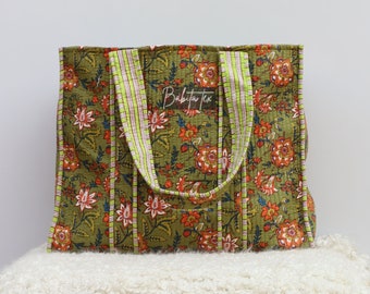 Borsa tote trapuntata, borsa per la spesa, borsa tote per la spesa, borsa in cotone con impronta di mano, borse e accessori regalo per lei