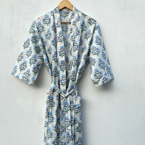 Block Print Robes Bridesmaid Kimono Robe Floral Kimono - Etsy