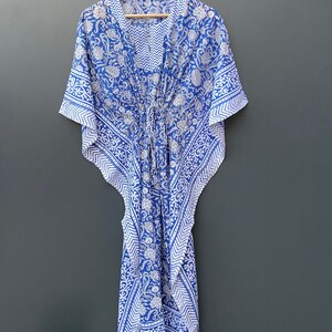 cotton light weight summer wear beach wear dress Hand Block floral print women/'s kaftan maxi Gown nightwear