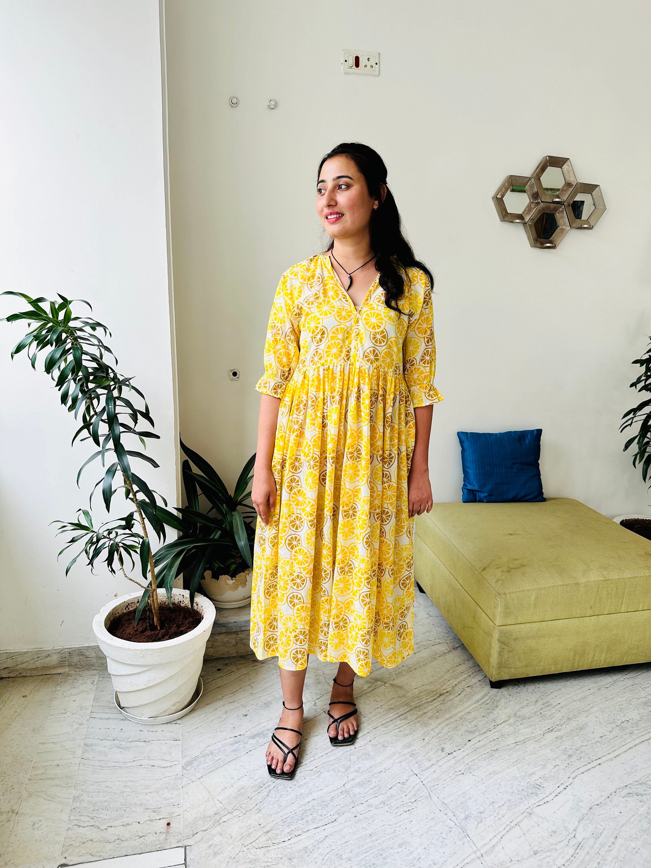 cotton summer midi dress Cotton Crochet Scalloped Midi Dress