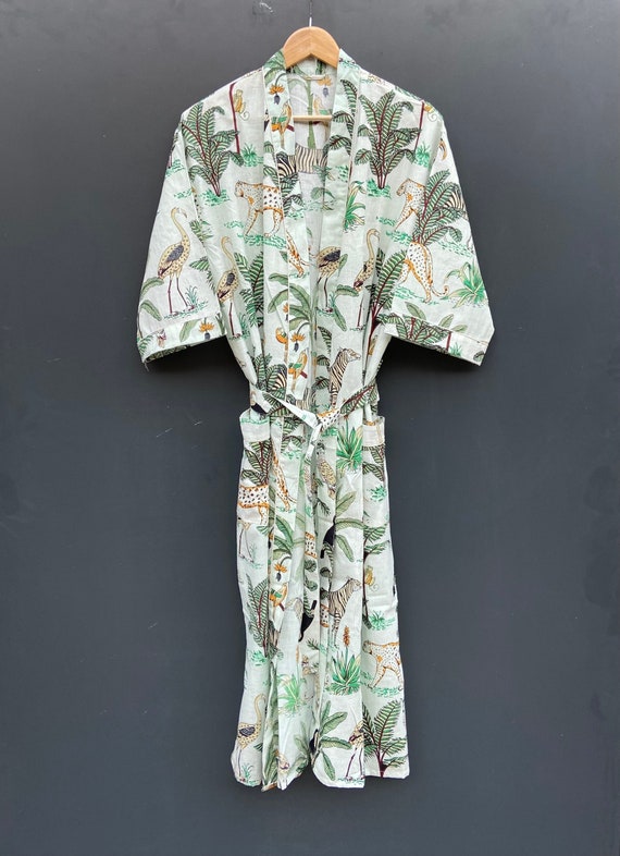 EXPRESS DELIVERY Safari Print Cotton Kimono Robes Jungle - Etsy