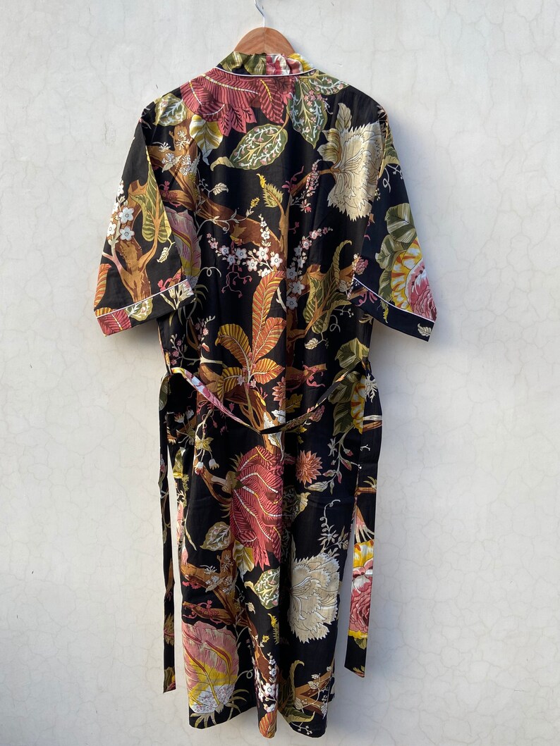 Indian floral robe floral kimono Indian floral gown Beautiful bridal kimono printed organic Floral Print robes bridesmaid kimono robe