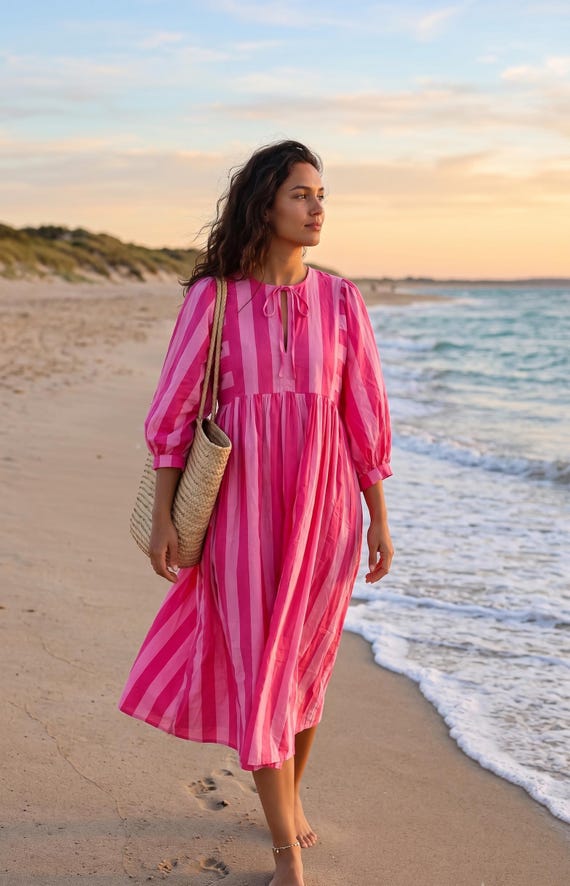 cotton long beach dress Maxi With Pockets | Indian Block Print Dress | Floral Boho Summer Dress for Women, Resort Wear Gown Catalina Jazz Club in instock: XL_26-28 Womens dresses breathable cotton Jacket:US42