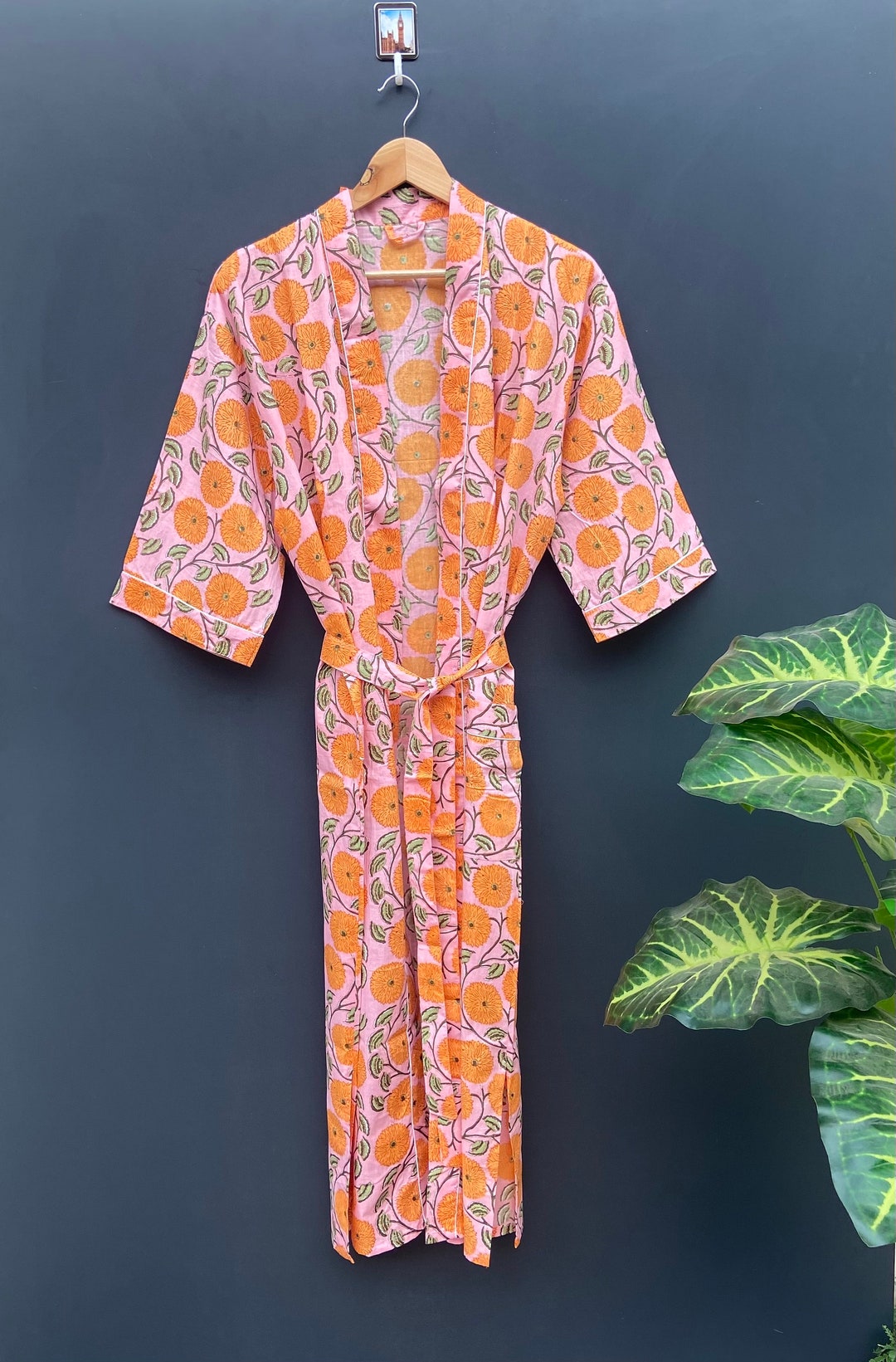 Block Print Robes, Bridesmaid Kimono Robe, Floral Kimono, Beautiful Bridal Kimono, Indian Floral