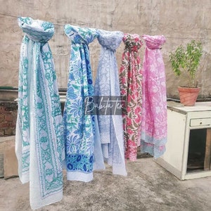 Indian Hand Block Print Beach Sarongs Soft Voile Fabric Summer Pareo Lot