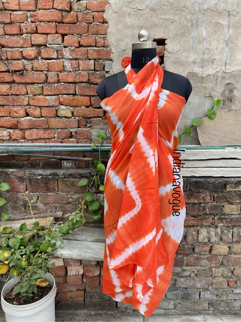 Paréo Ou Sarong En Coton Indien - Motifs Tropicaux Floral, Taille Unique, Occasion Très Bon État