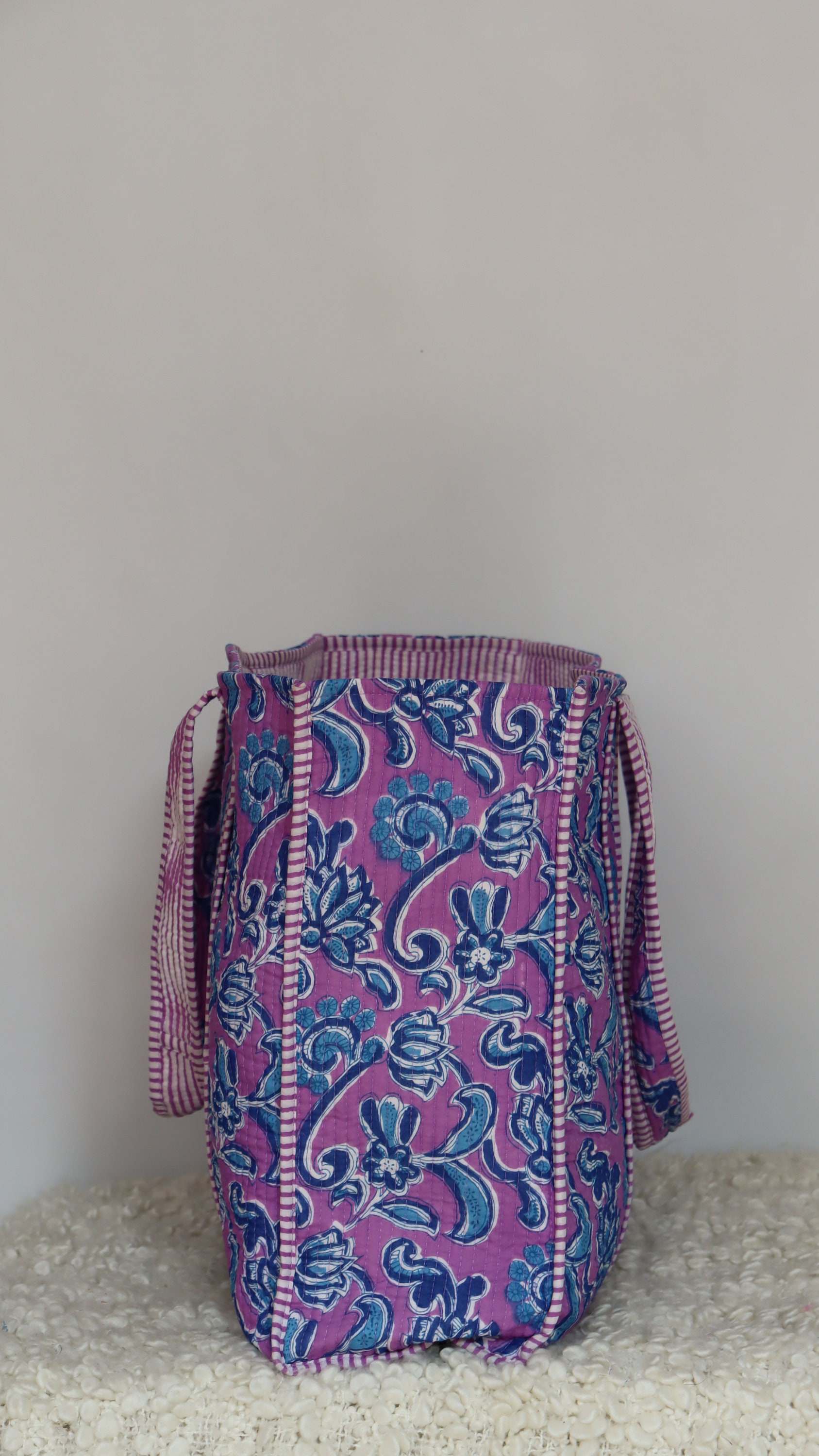 Handmade Quilted Tote Shopping Bag, Floral Print Cotton