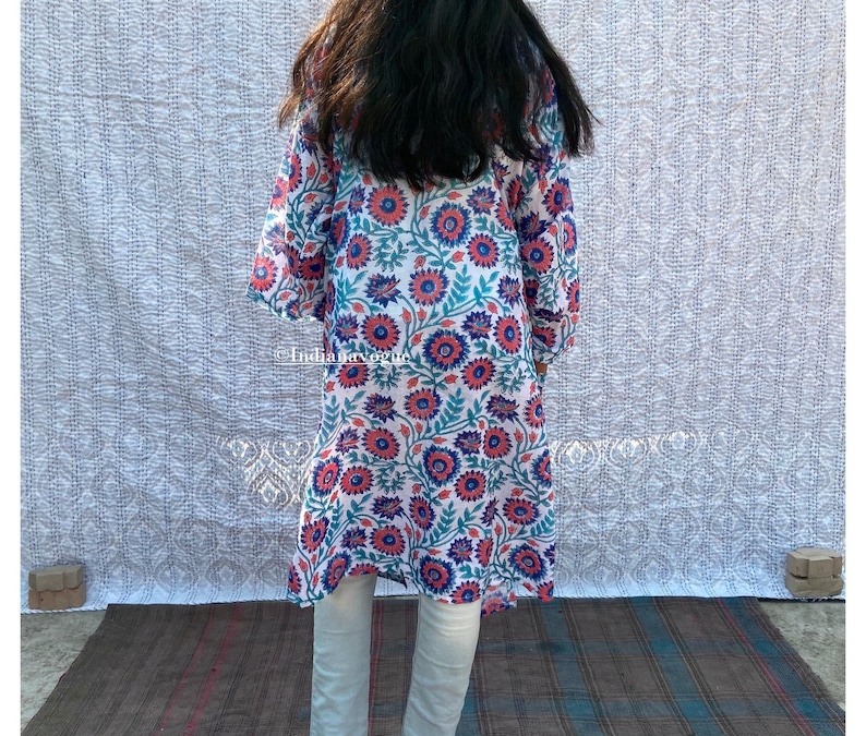 Wood Block print fabric Soft and comfortable night robes Cotton wrap dress Cotton kimono Robes for women Dressing gown for women