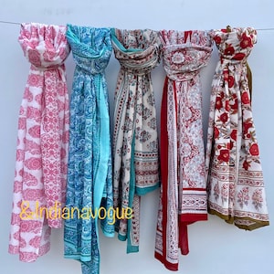 Indian Hand Block Print Beach Sarongs Soft Voile Fabric Summer Pareo Sets