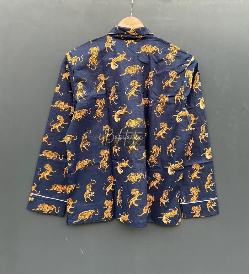 Tiger Print Pajamas Animal Print Pure Cotton Pj's Etsy