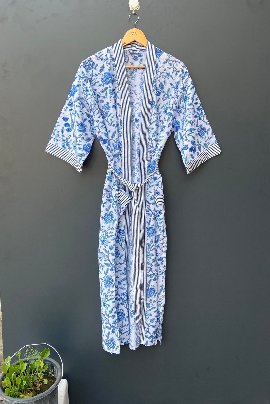 Block Print Robe Block Print Robes, Bridesmaid Kimono Robe, Floral Kimono, Beautiful ...