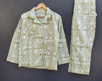 Floral Cotton Pajama Set: Ladies Night Suit