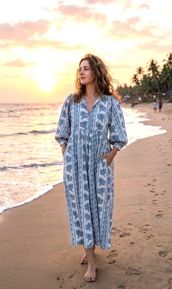 cotton midi beach dress Hand Block Print Dress, Summer Dress, Boho Floral Dress, Resort Wear, Vacation taxmas41526 air cotton with a Dress style:With Choker +Gloves Why Every Golfer Needs Linen dresses