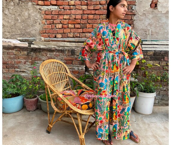 Cotton Kimono Robes for Women, Frida Kahlo Print Fabric, Soft and