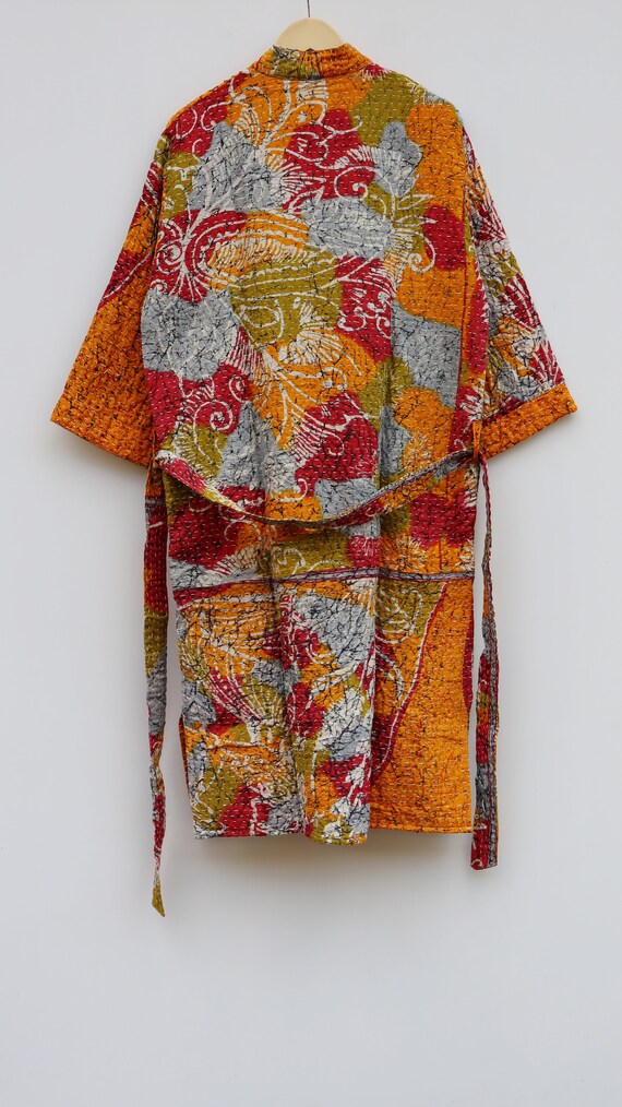 カンタキルトジャケットローブブルーボタニカル柄 カンタキルト