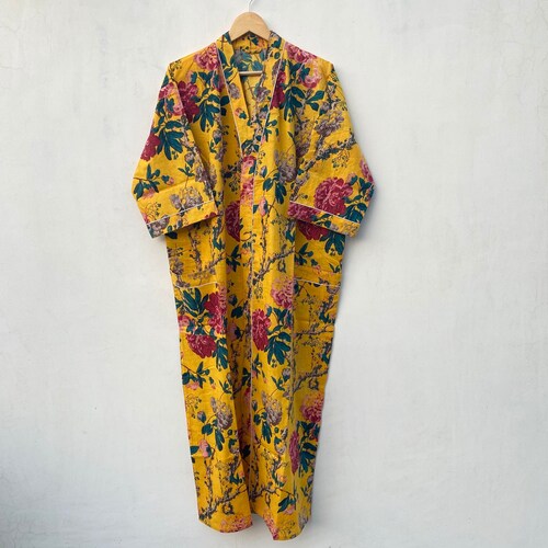 Block Print Robes Bridesmaid Kimono Robe Floral Kimono - Etsy