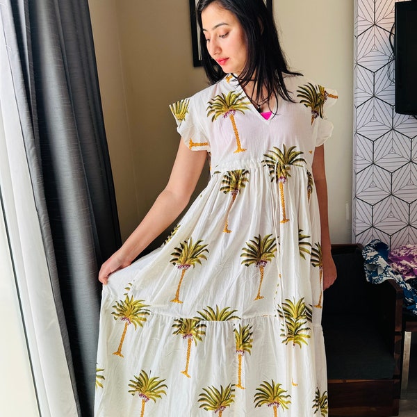 The Eden Palm Dress in Multi Palm Tree Print main image 0