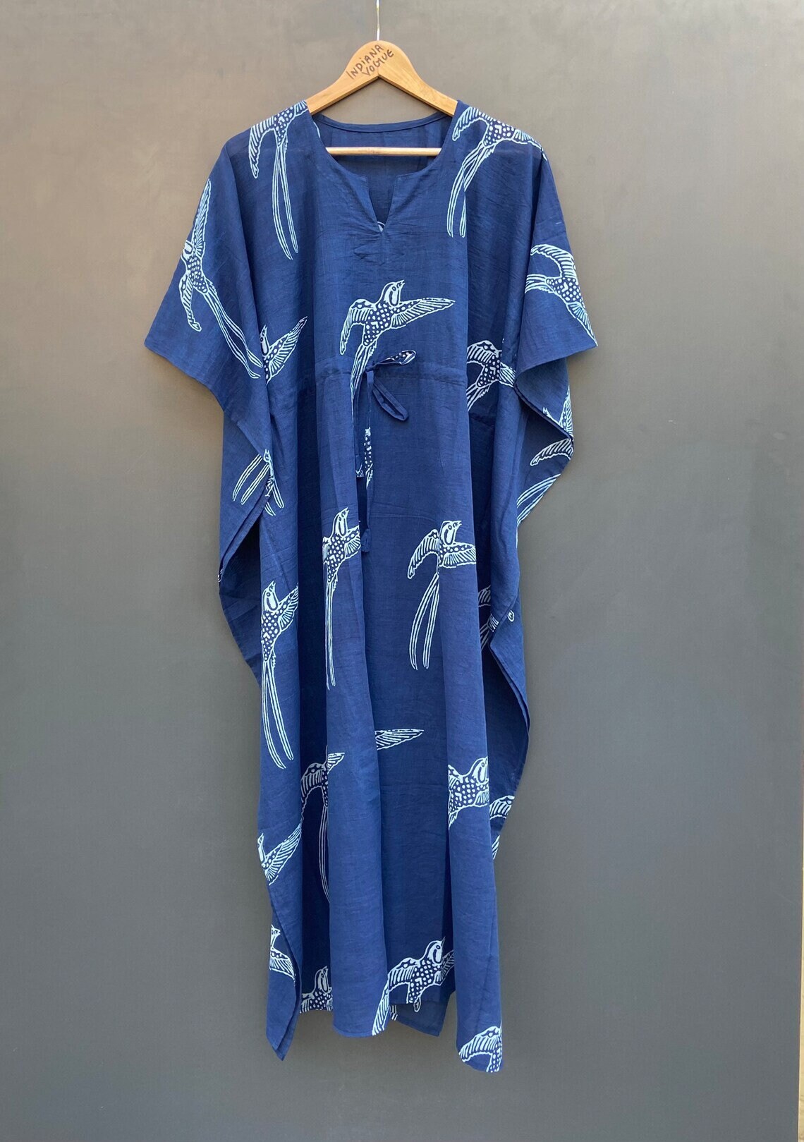 KKD008 - Pink and blue kaftan with beautiful work and bird design and pants main image 0