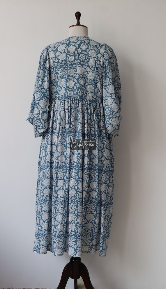 Kyra Midi Dress, Mini Dress, Floral Long Block Print Dress, Deep Neck with string closer
