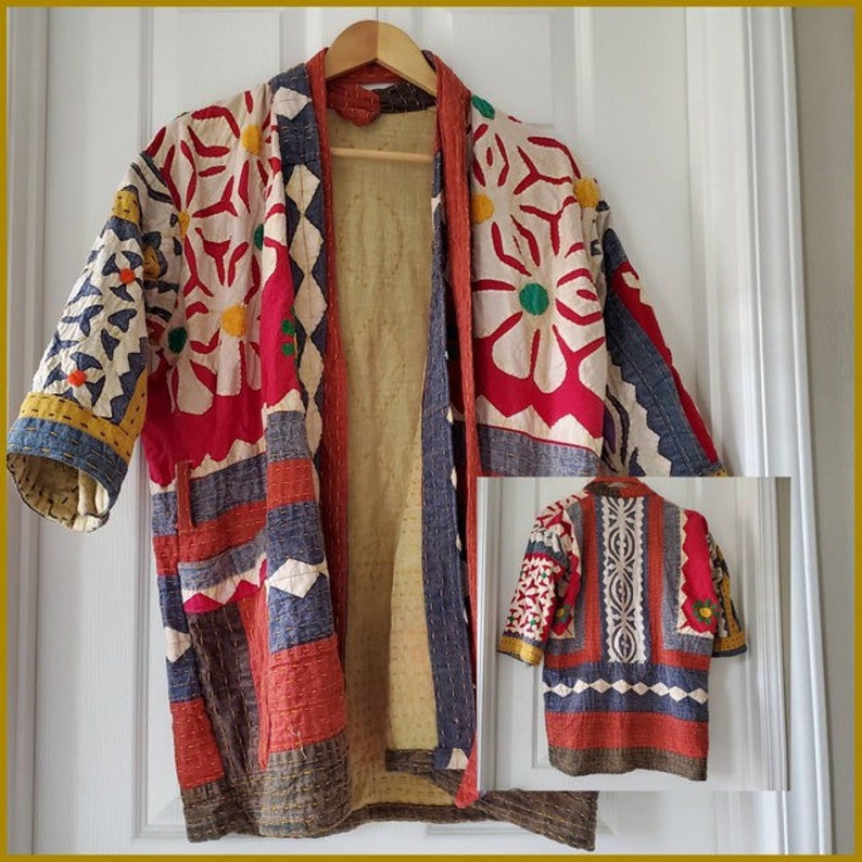 Handmade Kantha Jacket Embroidered Vintage Work Coat Unique - Etsy
