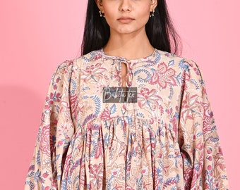 Midi Dress, Mini Dress, Floral Long Block Print Dress, Deep Neck