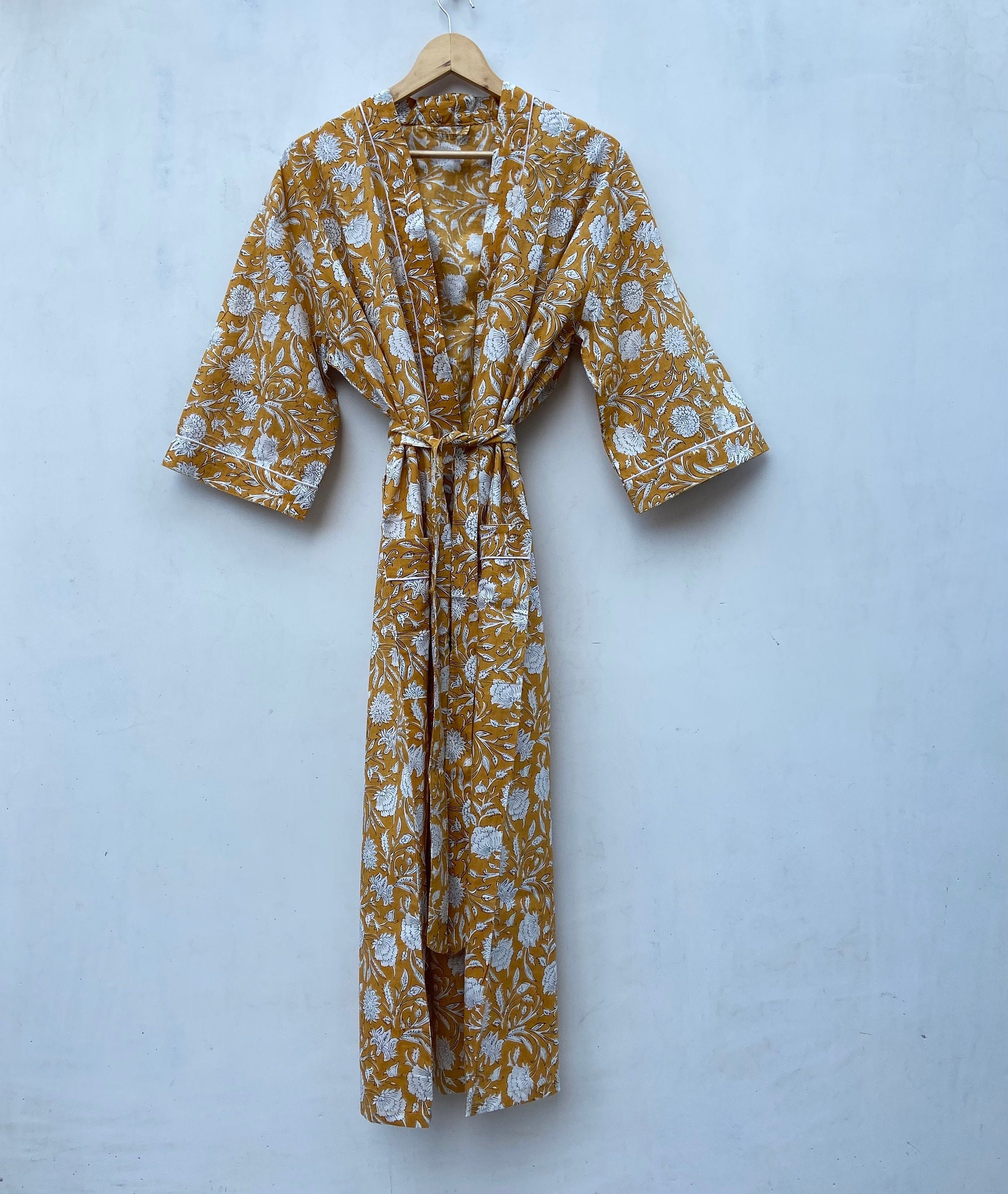 Floral print Kimono House Coat Robe Soft and comfortable Bath robes wrap dress EXPRESS DELIVERY- Cotton kimono Robes Indian Kimono Robe