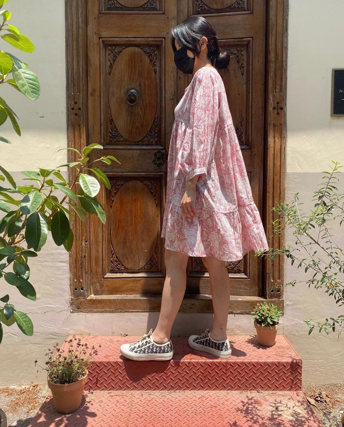 overdue flair★人気 COLOR BLOCK SHIRRING DRESS_BLACK/PINK COLOR BLOCK SHIRRING DRESS_BROWN/SILVER - overdueflair