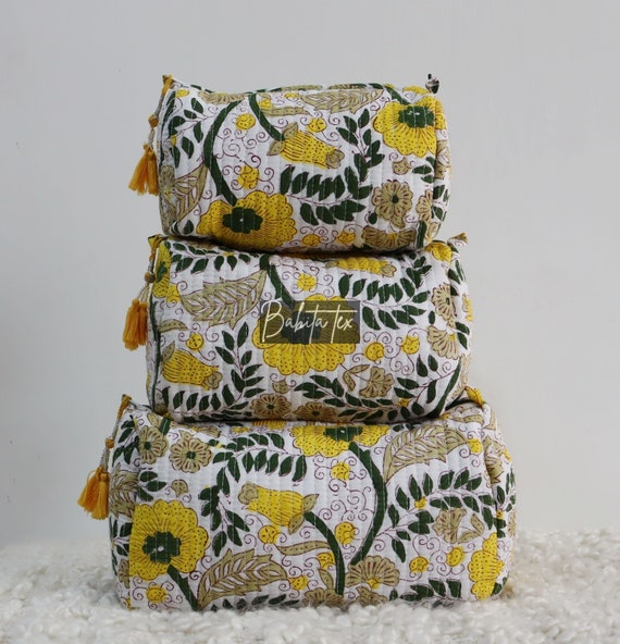Borsone Da Viaggio In Cotone Trapuntato Floreale – Con Tracolla Regolabile – Medio – 35x29x10 Cm - 2
