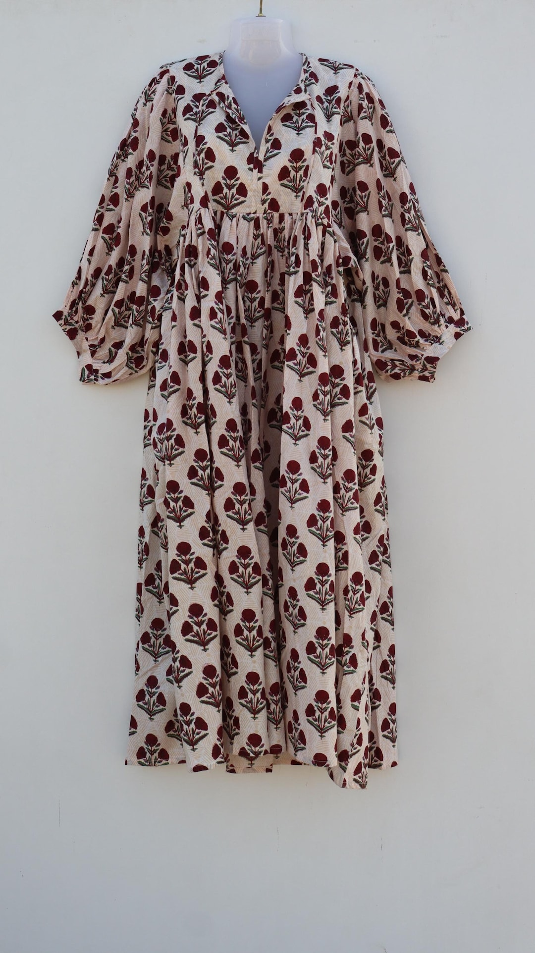 Mocha Cotton Gauze Embroidered Dress