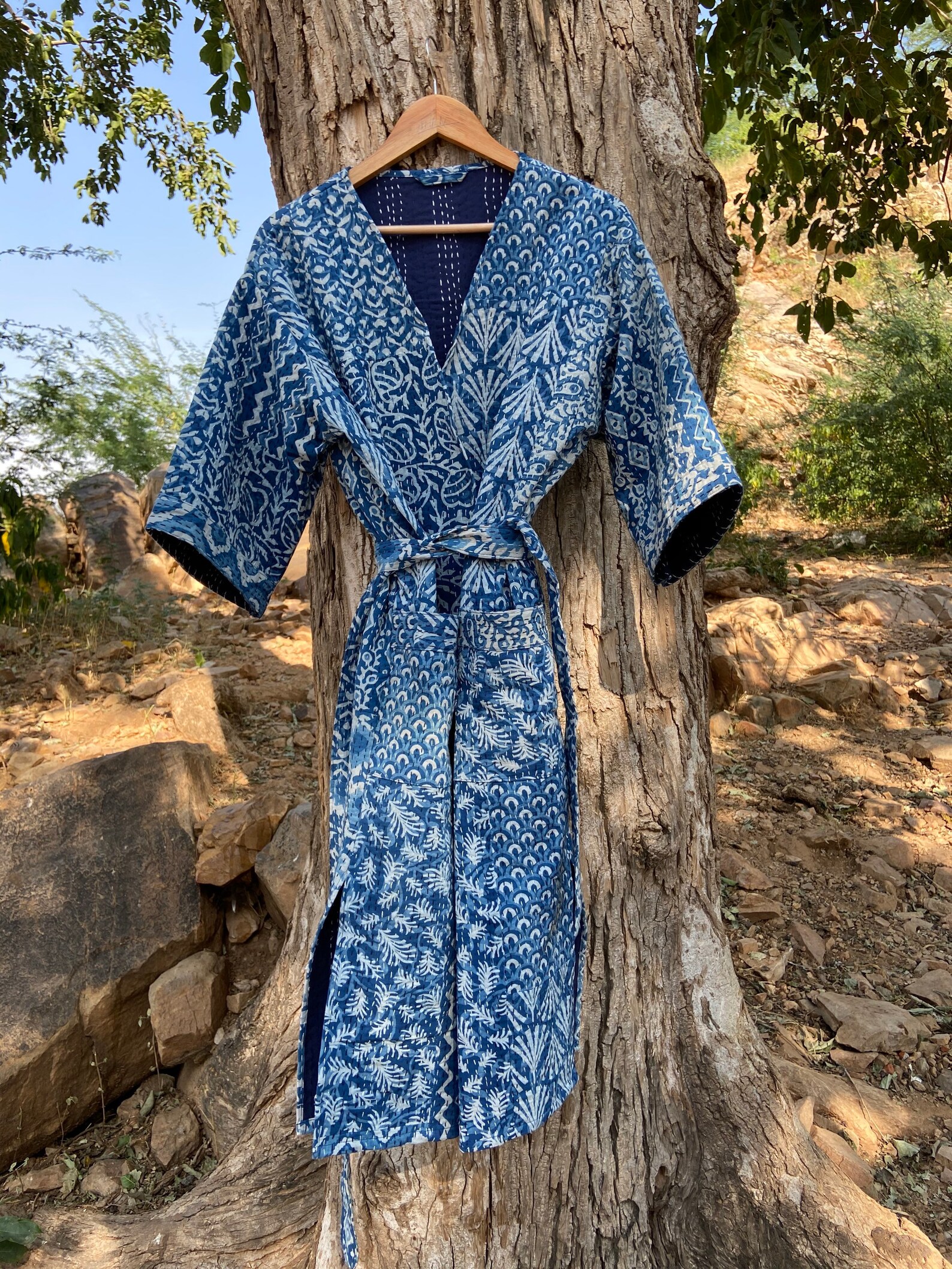 Kantha Robe Kantha Jacket Handmade Indigo Patchwork Kantha Etsy