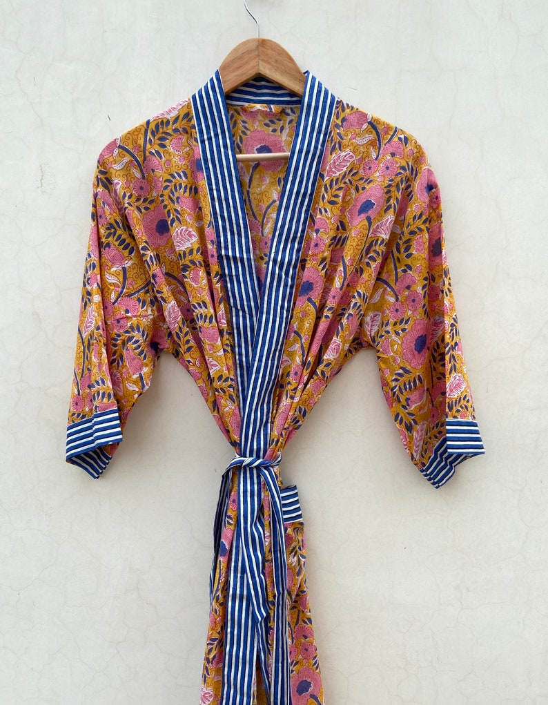 Block Print Robes Bridesmaid Kimono Robe Floral Kimono - Etsy