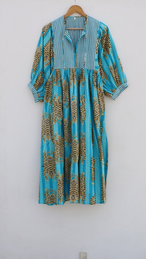 blue tiger dress ShapeSolver by Mimi Flamingo Women's Tiger Sunrise Square Neck Skater Dress Swimdress main image 0