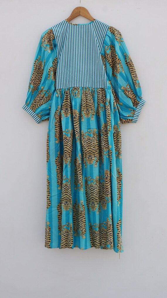 blue tiger dress Whistles Wood Tiger Print Midi Dress Blue/Multi Size 2