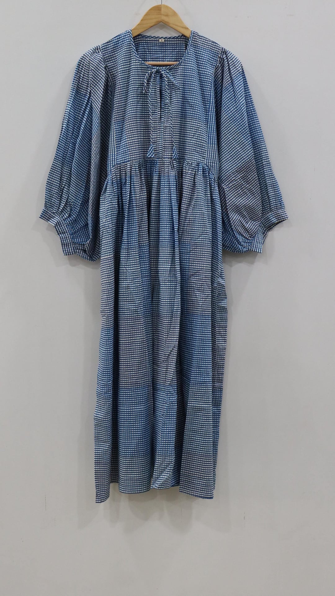 White Blockprint Midi Dress main image 0