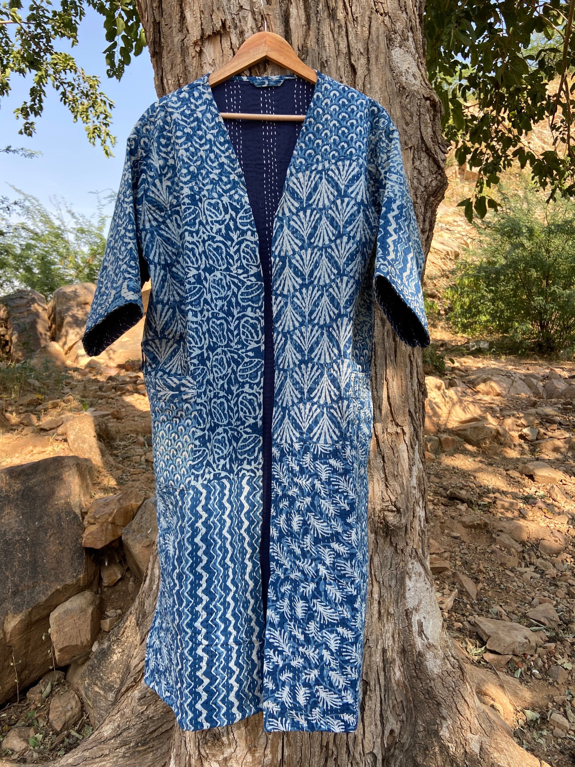 Kantha Robe Kantha Jacket Handmade Indigo Patchwork Kantha Etsy