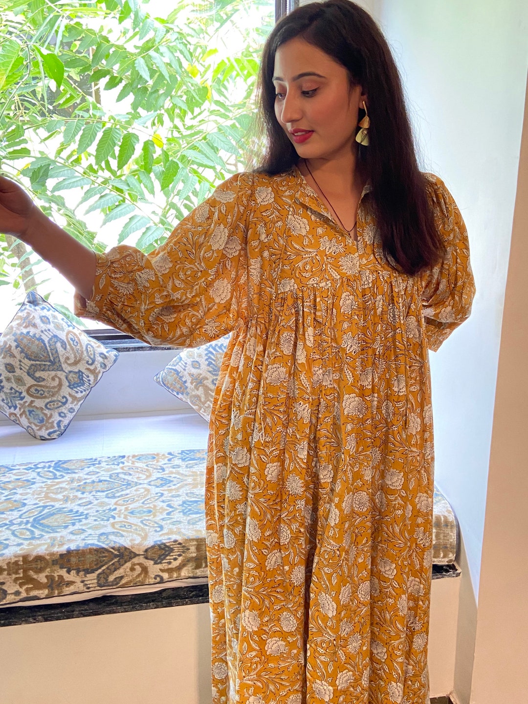 Short Sleeve Floral Blocked Midi Dress With Front Pocket main image 1