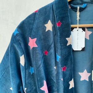 Star Print Velvet Boho Jacket Japanese Kimono Style Ethic Winter Robe ...