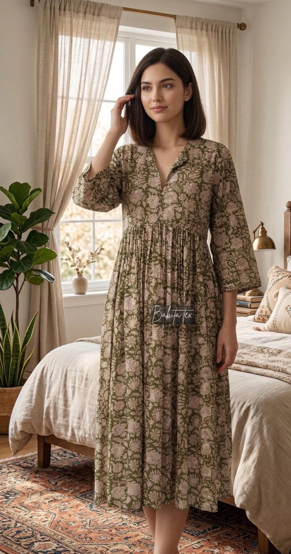 white christmas dresses Navy Blue Checks Handspun Cotton A-Line Button-Down Midi Dress 40