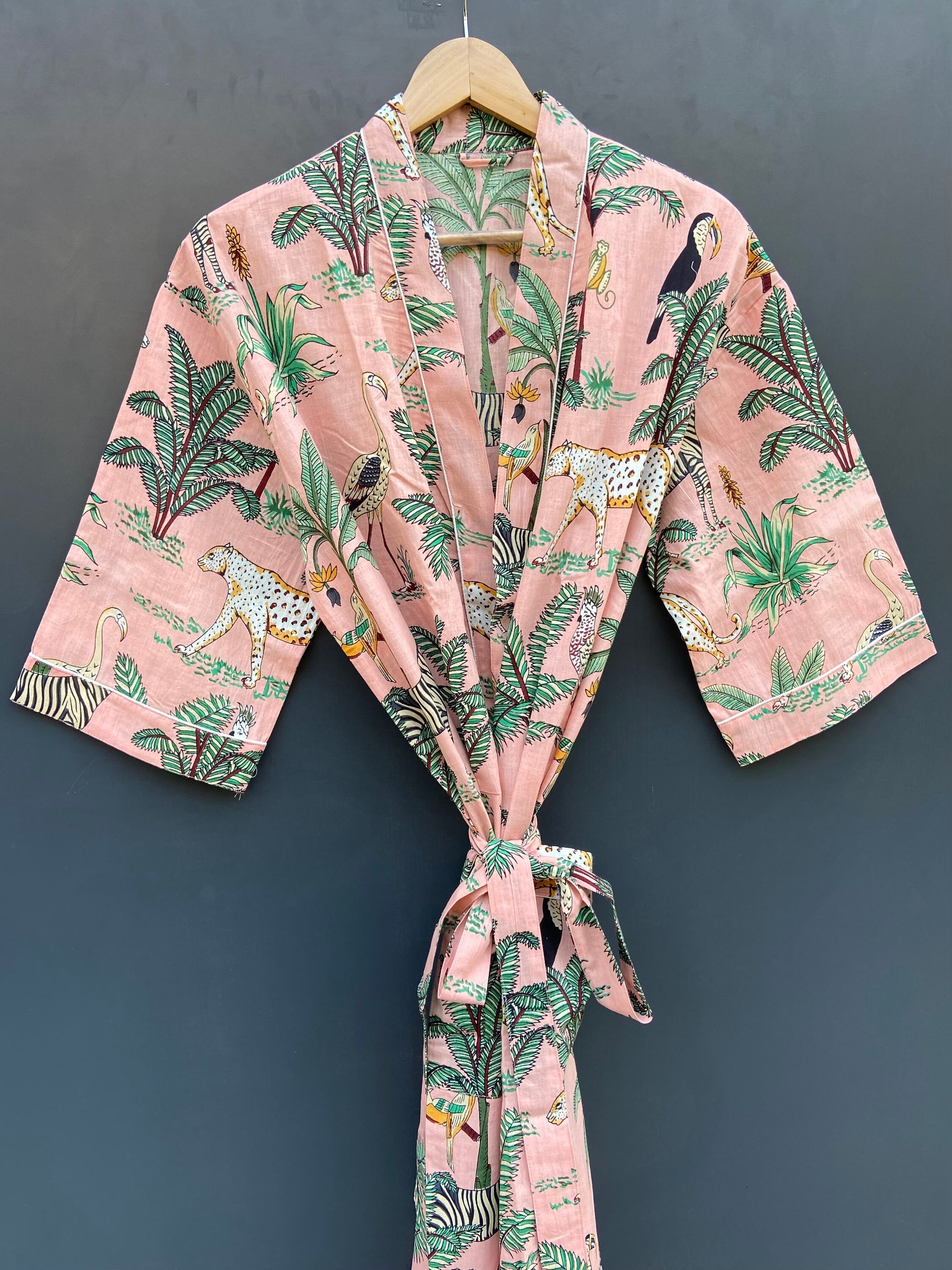 EXPRESS DELIVERY Safari Print Cotton Kimono Robes Wild Life - Etsy