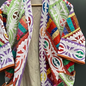 Handmade Kantha Jacket Embroidered Vintage Work Coat Unique Cut Work Embroidery Kimono Jacket