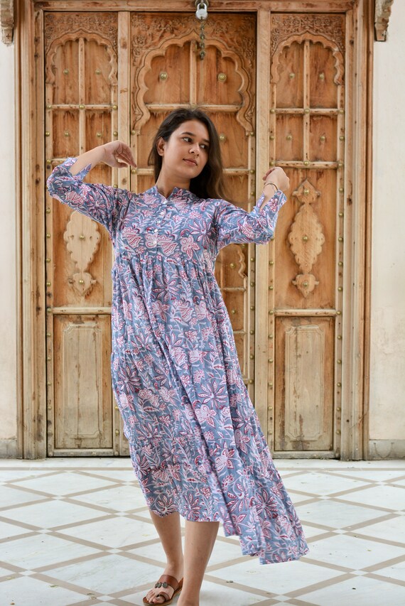 Cotton printed long frock cheap