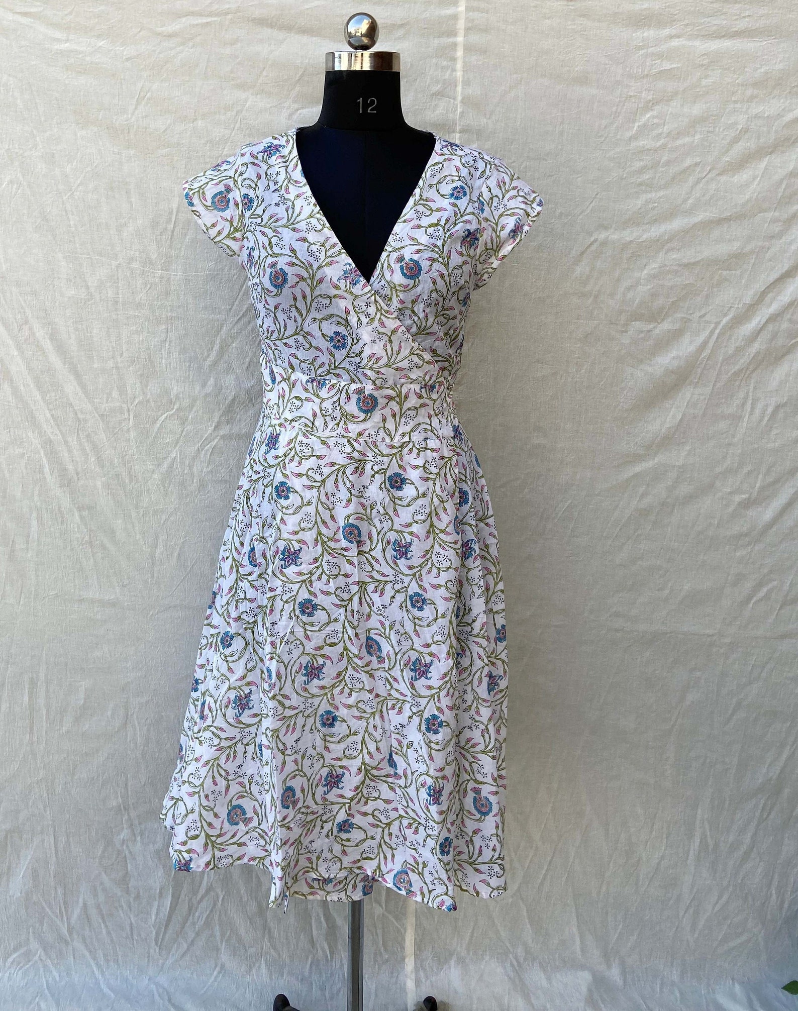 Cotton wrap dress Dressing gown for women Wood Block print Etsy